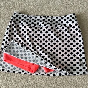 Jofit white and navy polka dot athletic skirt
